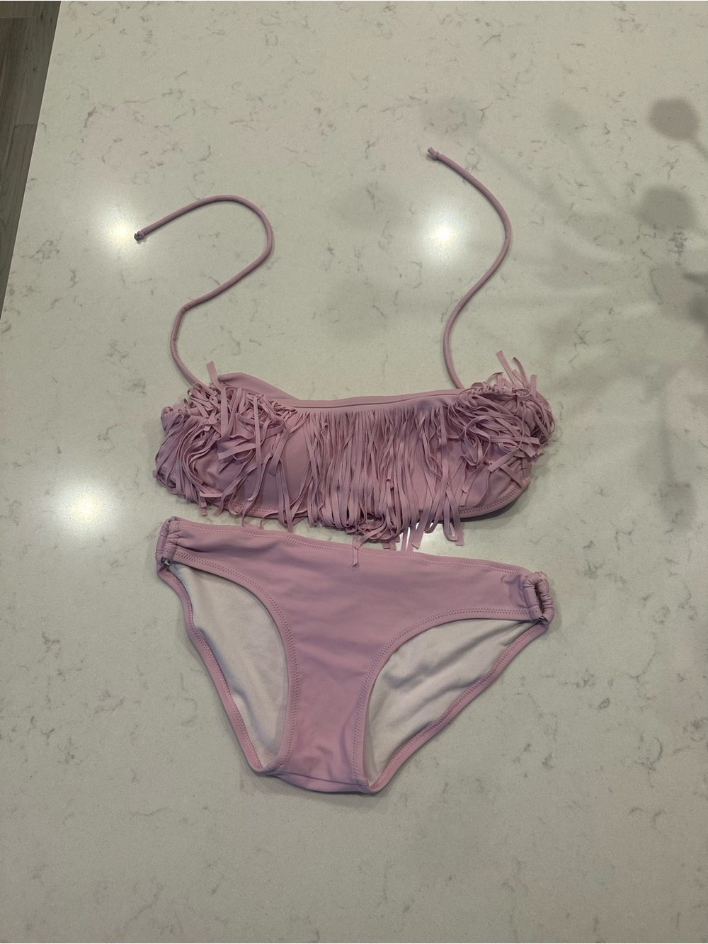 Fringe Bandeau Bikini Set in Light Lilac